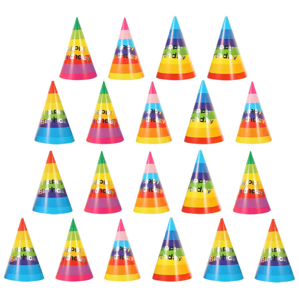 20 Pcs Hat for Birthday Rainbow Party Hats Celebration Paper Cute Headwear Child