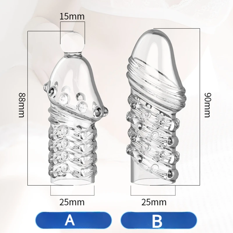 2 قطعة الكريستال القضيب كم حشفة غطاء القضيب توسيع الواقي الذكري القضيب موسع شبح التمارين الجنس لعب للرجال الجنس