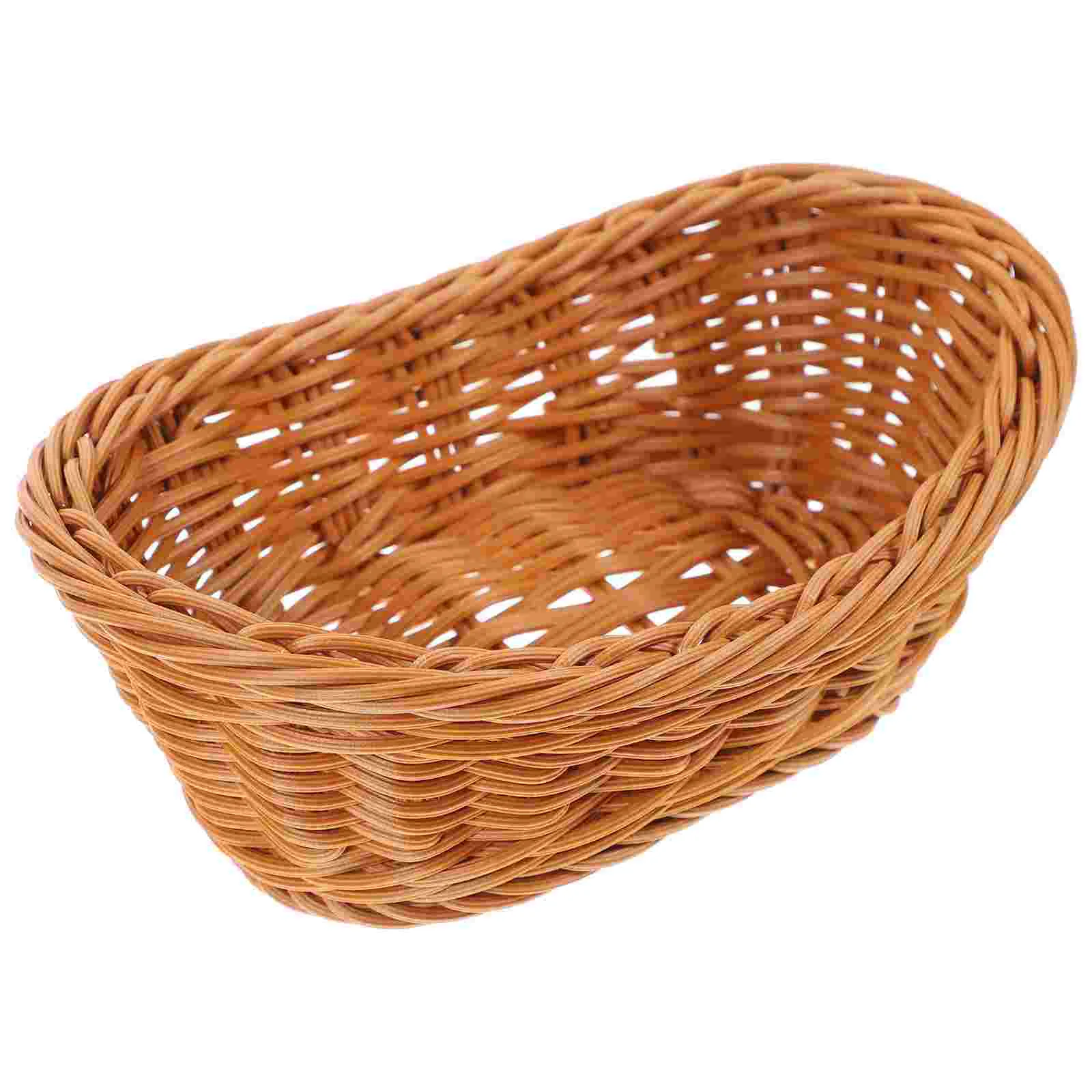 

Woven Basket Imitation Rattan Bread Container Candy Stable Household Fruit Multi-function Plastic Storage