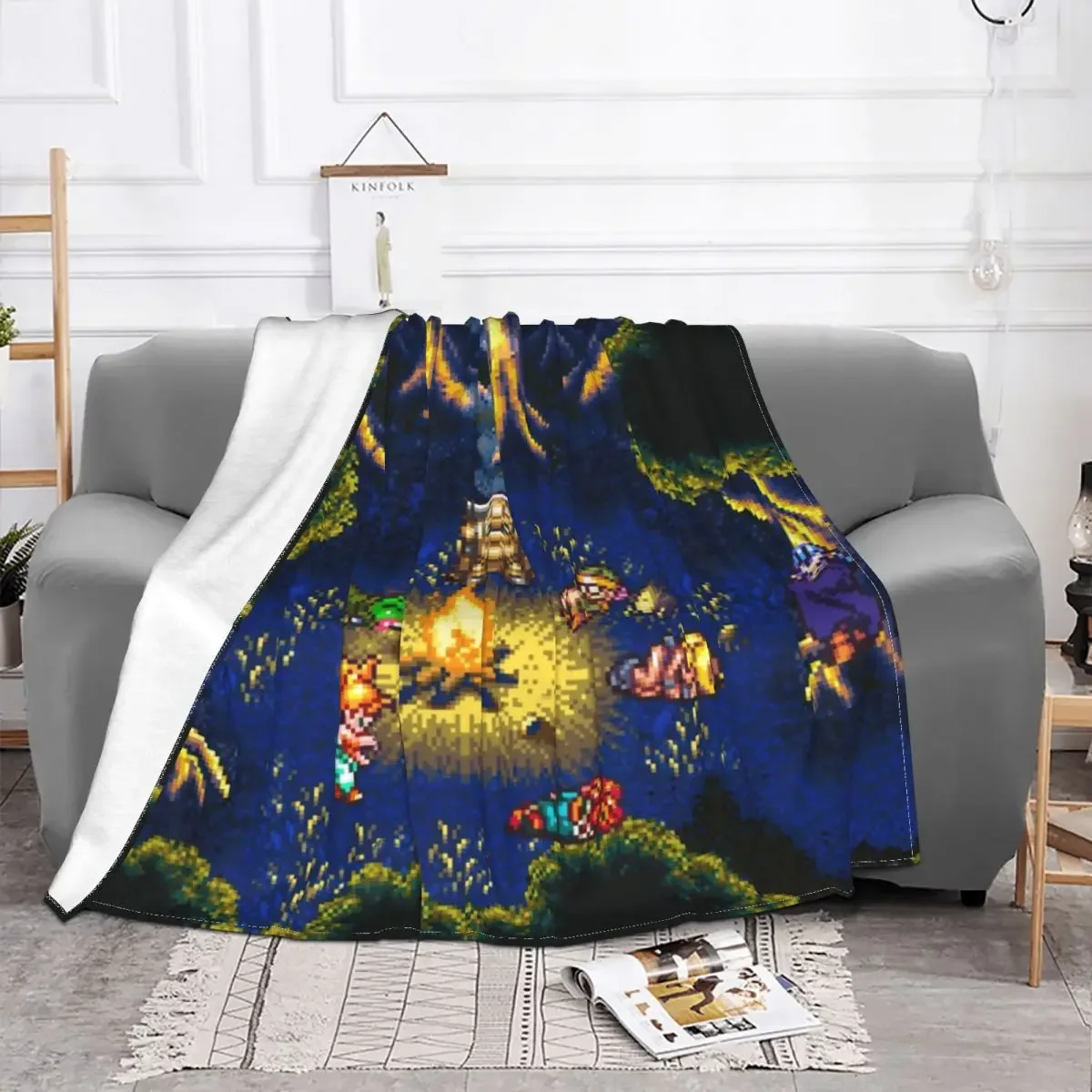 Chrono Trigger Campfire Final Fantasy Blanket Coral Fleece Plush Autumn/Winter Game Soft Throw Blanket for Bed Outdoor Bedspread