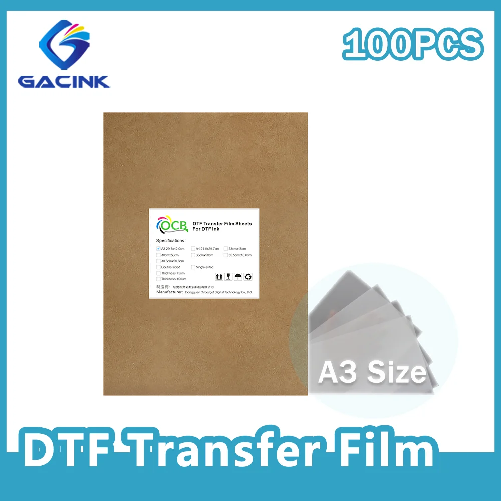 100 Stück a3 dtf Transfer film Haustier hochwertige Wärme übertragungs papier blätter drucken auf T-Shirts Taschen für epson l1800 xp600 i3200