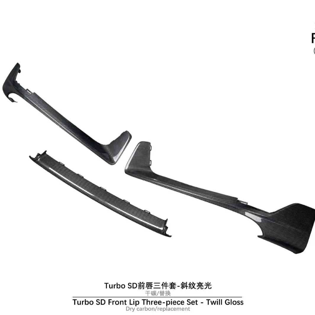 Front lip assembly for 19-24 Porsche 992 Turbo SD, dry carbon replacement