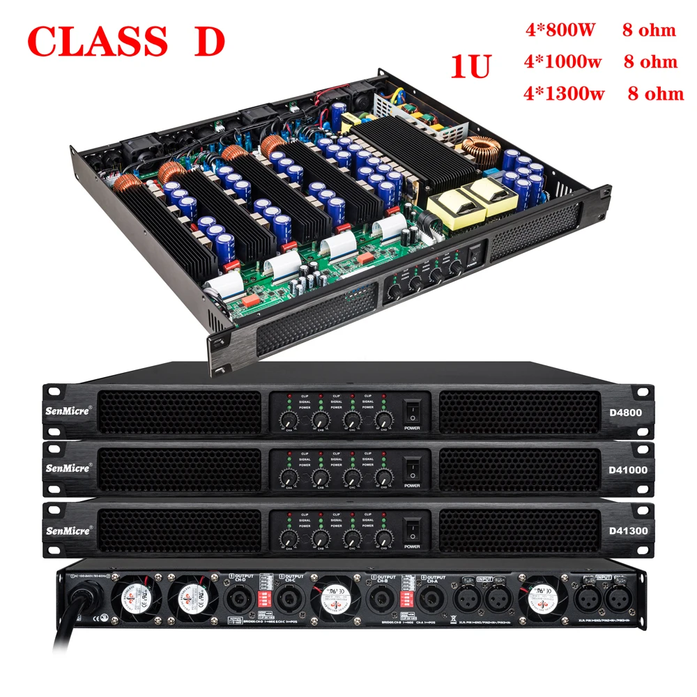 SenMicre D1650 Professional Digital Power Amplifier 4x1650w 8Ohm 4 Channel DJ Subwoofer Amplifier Line Array Speaker Sound Amp