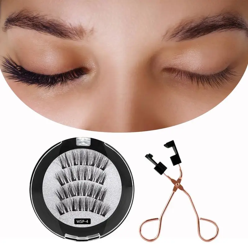 Faux-cils magnétiques sans eye-liner, sans colle, réutilisables, aspect naturel, doux, 3D, longue durée