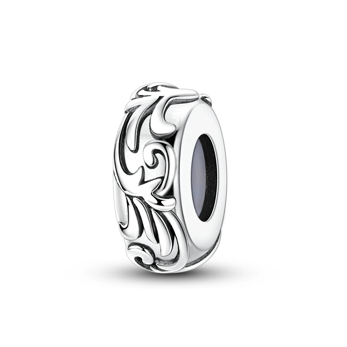 925 Sterling Silver Vintage Scroll Pattern Spacer Bead Charm DIY Bracelet Bead for Women Retro Style Jewelry Making Accessory