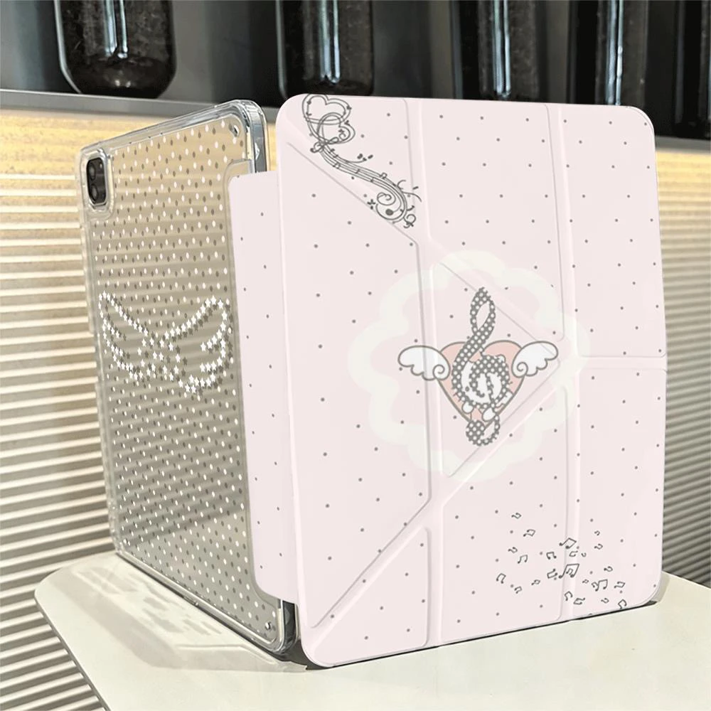 Ins Polka Dot Musical Note Angel Wings Cover For iPad Pro 13 11th M5 M4 12.9 A16 10 8 7 9th 10th Air 11 M2 M3 Mini Tablet Case view 3