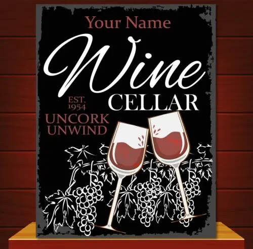 Personalised Wine Cellar Uncork Unwind Customize Classic Sign Decor Metal Plaque