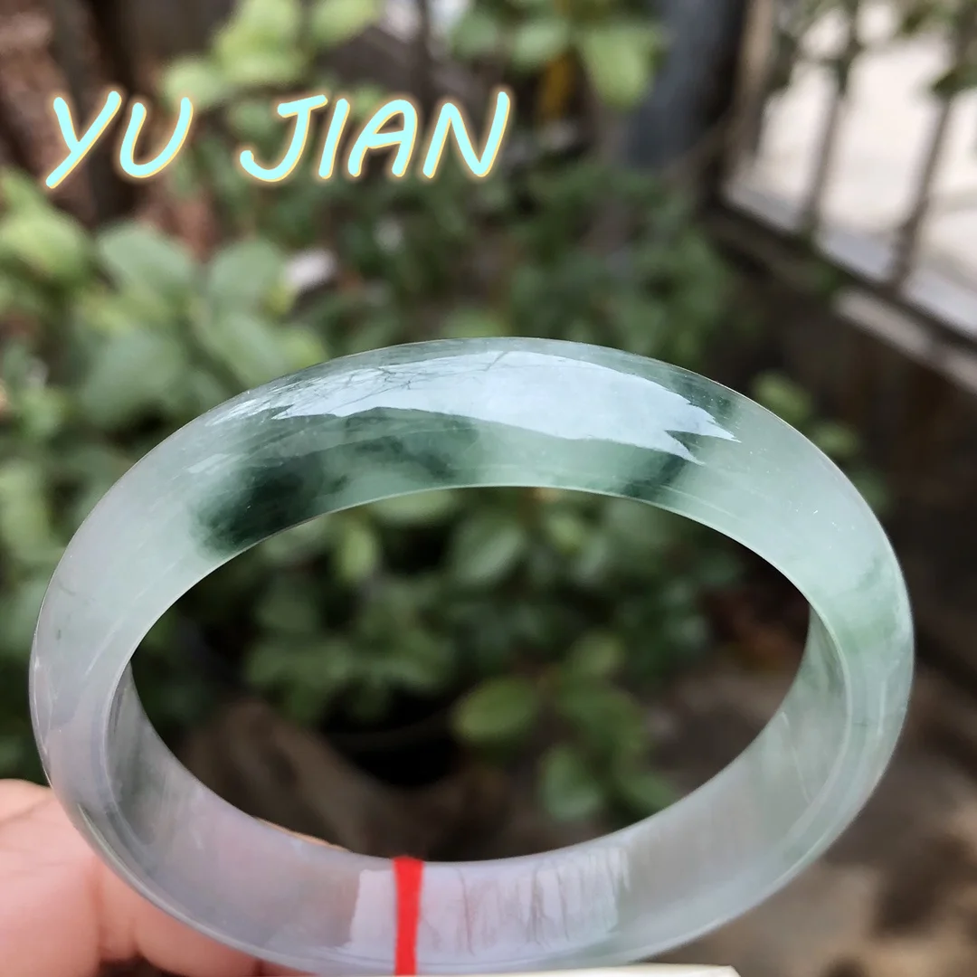 A Goods Emerald Bracelet Ice Species Floating Flowers Jadeite Bangle Transparent Jade Handring Exquisite High Quality Jewelry