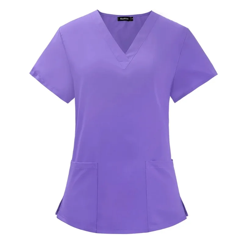 Beauty Salon Uniform Elastic Breathable Spandex Nurse Accessories Fashion Slim Fit Tops Summer Lab Overalls Scrub Clothes Women