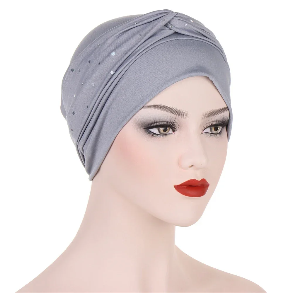 Women Muslim Knot Twist Head Turban Wrap Cover Cancer Chemo Islamic Arab Cap Hat Hair Loss Bonnet Beanies Hijab Headscarf Hats