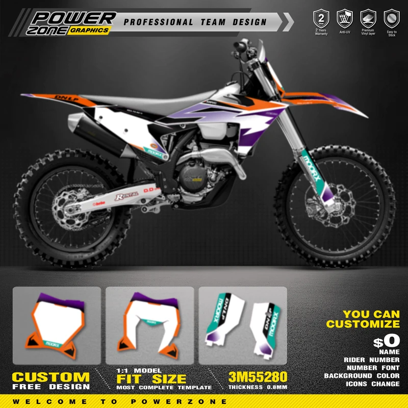 

Персонализированные графические наклейки PowerZone Team для набора наклеек 3M для KTM 23-25SXF 24-26 EXC мотоциклетные наклейки 048