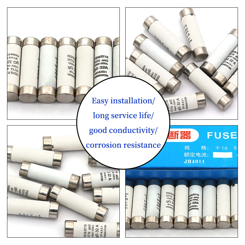 5/20Pcs RO16 Fast Blow Ceramic Fuse 14*51mm 500V~50KA Rating for 32A 40A 50A 63A Circuit Breaker