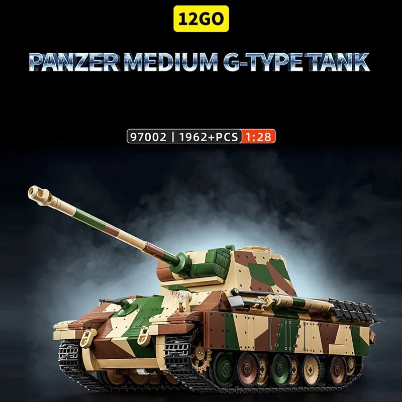 1962PCS WW2 Military World War II Tiger Medium Tank Building Blocks G-Type Panzer Collect Model with 5 Figuren Toys Gift for Kid