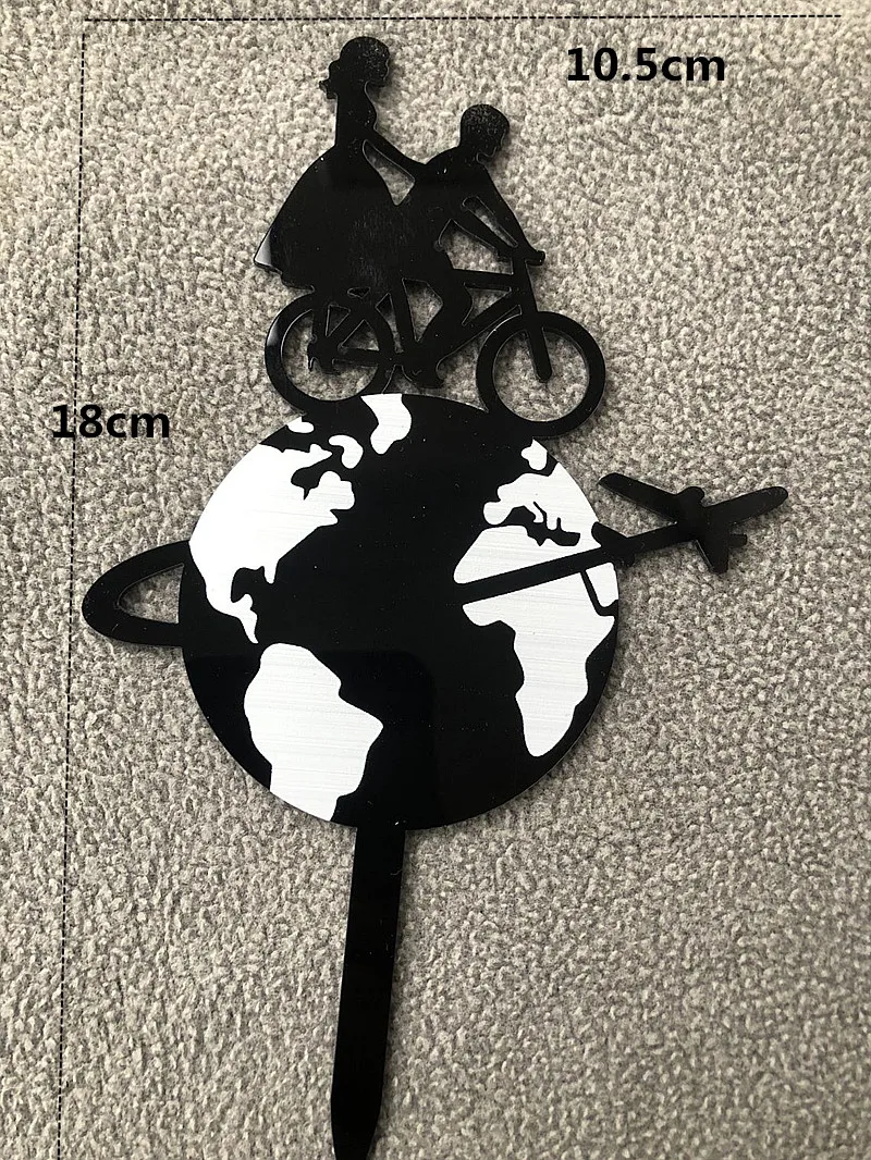 Bicycle Style Cake Topper Black Acrylic Funny Wedding Mr And Mrs Silhouettes Road Bike Cycler's Cyclist Birthday Cake Supplies