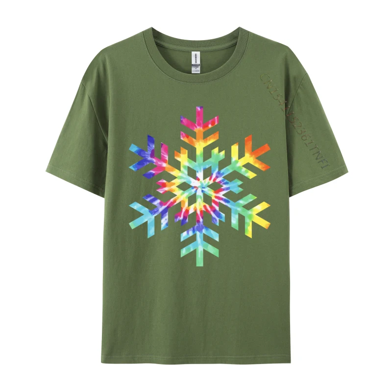 Tie Dye Snowflake Winter Christmas T-Shirts Men's T Shirts Cotton Funny Camisas Crew Neck Tshirts Harajuku Sweatshirt