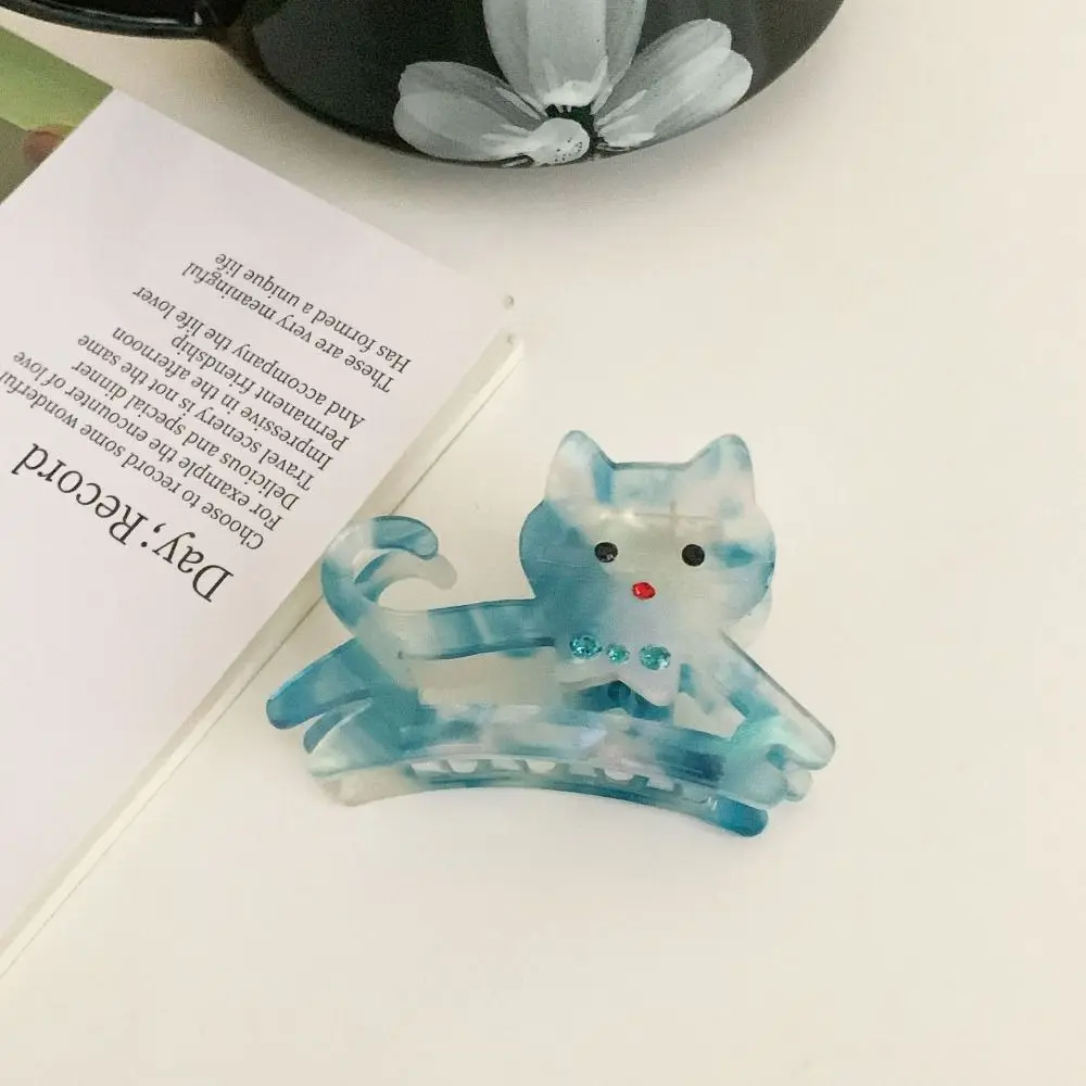 

Personalized Acetic Acid Acetate Cat Hair Claw Y2k Cartoon Rhinestone Hair Clip Hollow Hair Accessories Shark Clip Female