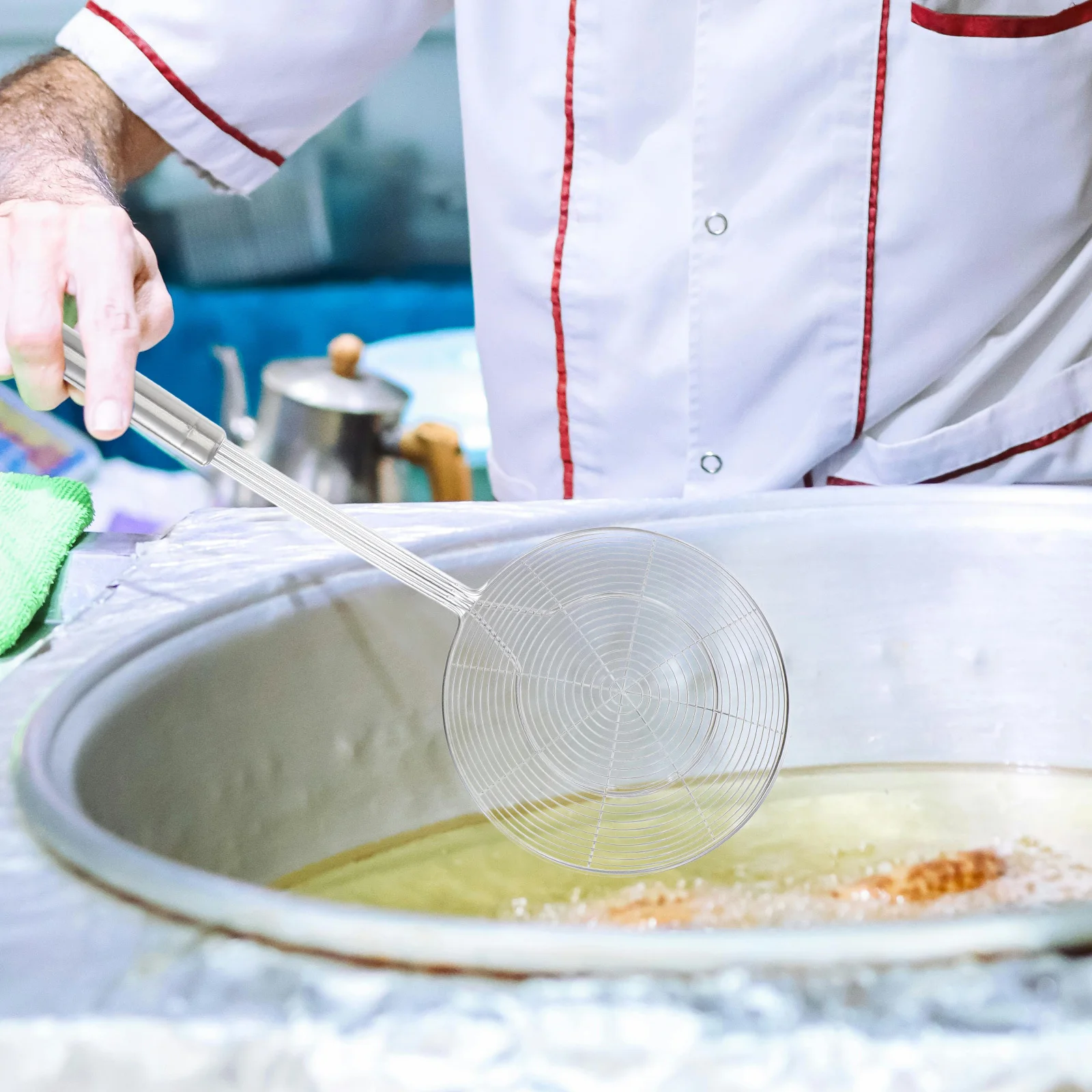 

Large Stainless Steel Slotted Spoon Long Handle For Frying Cooking Hot Pot Noodles Vegetables Spider Kitchen Tool