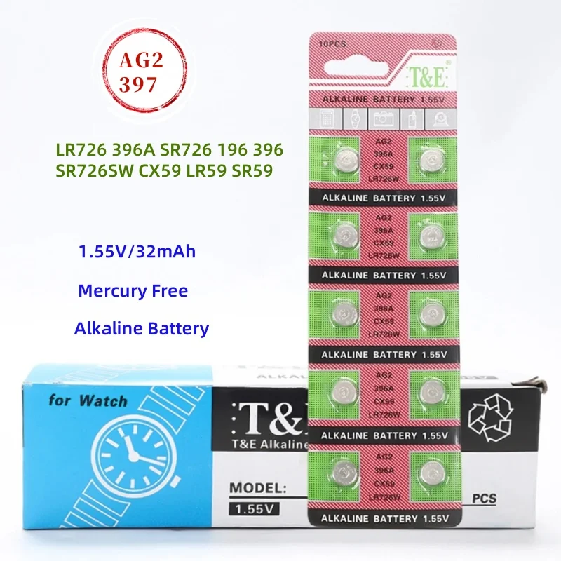 Button Battery AG2 LR726 397 396A SR726 196 SR726SW CX59 LR59 SR59 396 1.5V Cell Coin Batteries For Watch Toys Remote