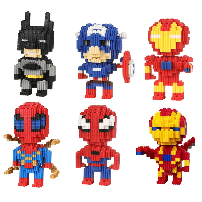 NEW Styles Batman Iron Man Building Blocks Cartoon Anime Figure Image Children Puzzle Assembly Toy Bricks Christmas Toys Gift