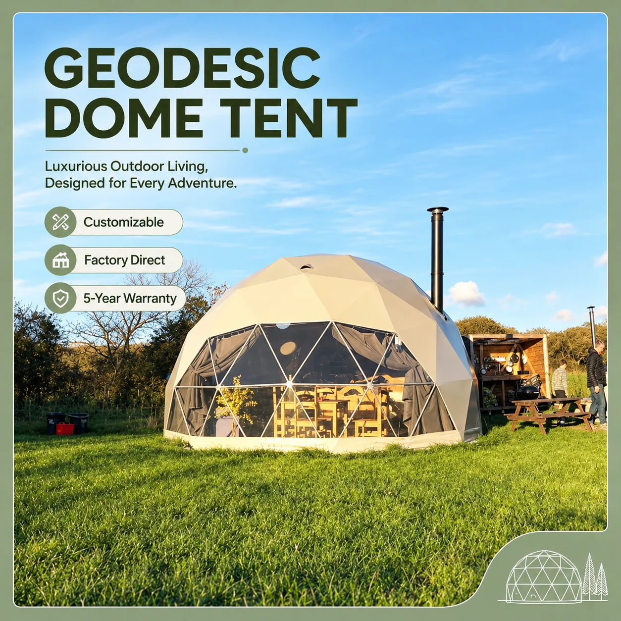 Luxury Outdoor Glamping Hotel Dome House, Hot Sale Panoramic Star Geodesic Round Tent for Summer Vacation Resort Use