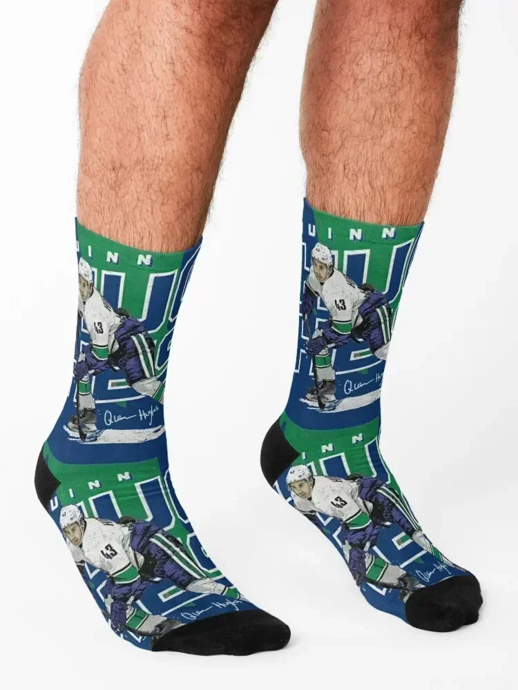 Quinn Hughes Socks warm winter bright garter hiphop funny gift Boy Socks Women's