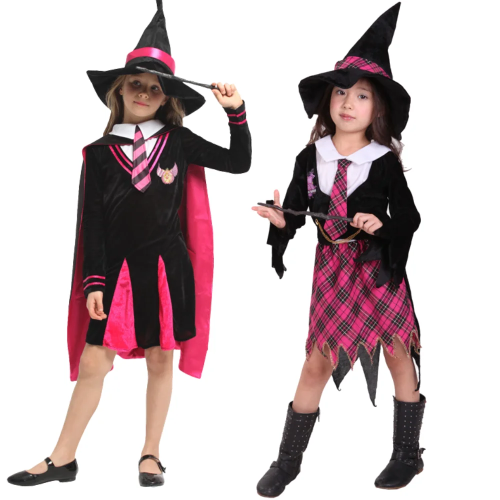 Disfraz de Mago y Hechicero, Traje Temático de Hogwarts para Juego de Roles, Conjunto de Bruja de Lujo para Niñas, Vestido para Fiesta de Halloween