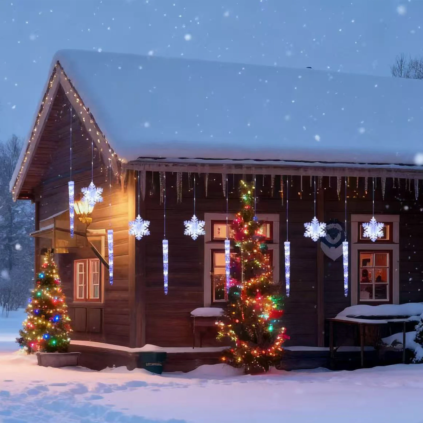 أضواء جليد ندفة الثلج لعيد الميلاد مع 8 أوضاع سلسلة أضواء أضواء ندفة الثلج لديكور عيد الميلاد الداخلي والخارجي