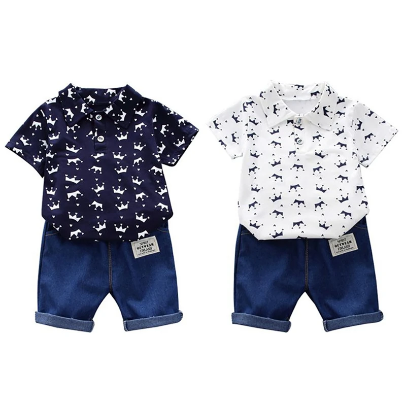 Summer Baby Boys Outfits Toddler Boys Short Sleeve Suit T-shirt + Shorts 2 Piece Kids Clothes Sets Cute