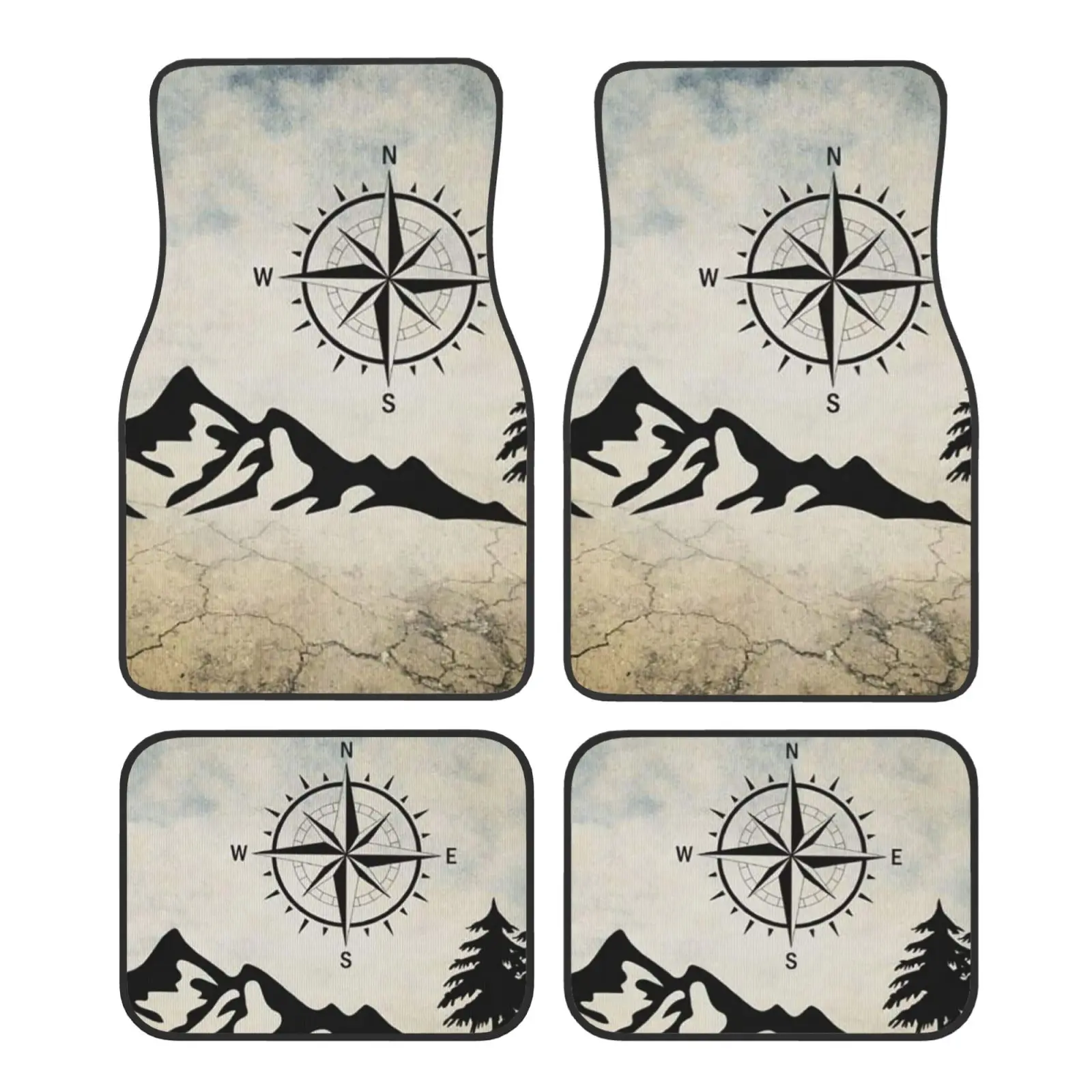 

Compass Car Floor Mats, Universal Car Floor Mats, Fashionable, Soft, Waterproof Car Carpet, Front and Rear 4-piece Set