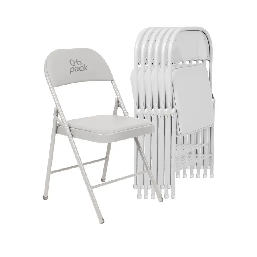 Pack weiß gepolsterte Klappstühle-Set, bequeme stapelbare tragbare Stühle für drinnen und draußen, Veranstaltungen, Partys, Büros, Hochzeiten