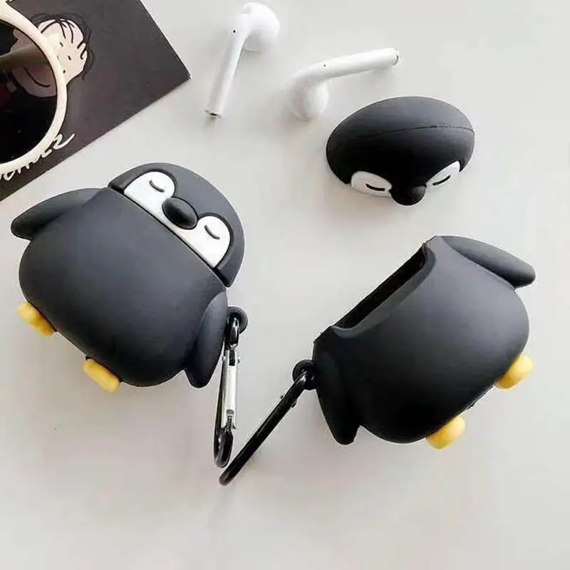 Case For Airpods 1/2/3 Pro Penguin Shape Earphone Accessories Wireless Bluetoothcompatible Headset Silicone For Airpods Cover