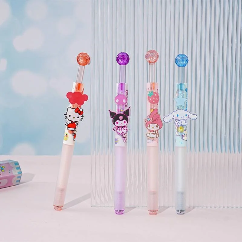 

20pcs/lot Sanrio Kuromi Melody Cinnamoroll Kitty Press Gel Pen Cute 0.5mm Black Ink Press Signature Pens School Supplies