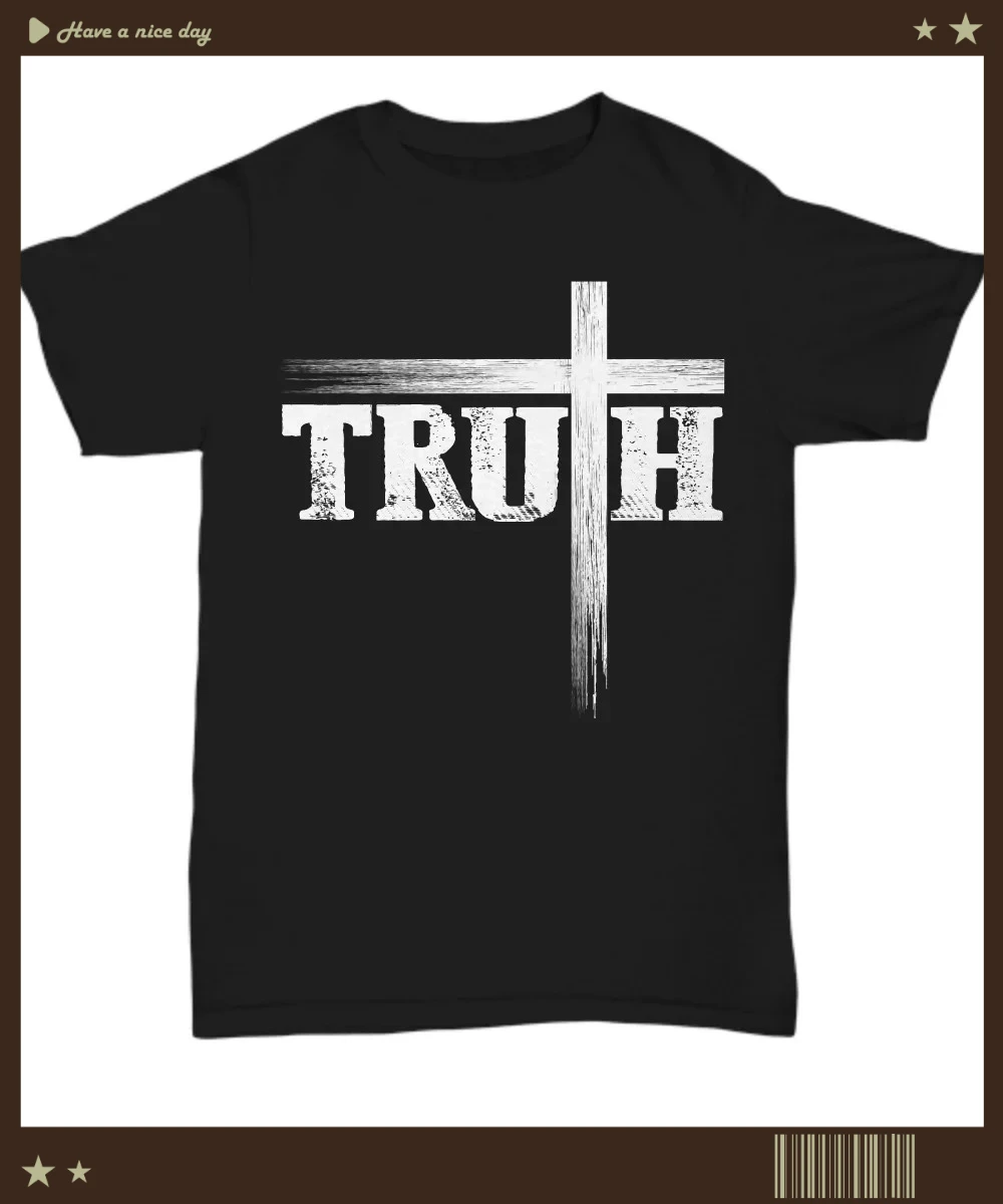 Believe In God Faith Jesus Christ. Truth Cross Christian Gift T-Shirt 100% Cotton O-Neck Summer Short Sleeve Casual Mens T-shirt