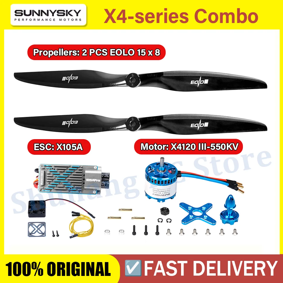 

SUNNYSKY Motor X4120 ESC X105A Propellers EOLO 15 x 8 X4-series Combo Appilication 3D Sport Airplane for agricultural drone