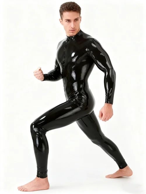 Latex Rubber Gummi Catsuit Fashion Halloween Party uniform Ganzanzug Bodysuit Cosplay