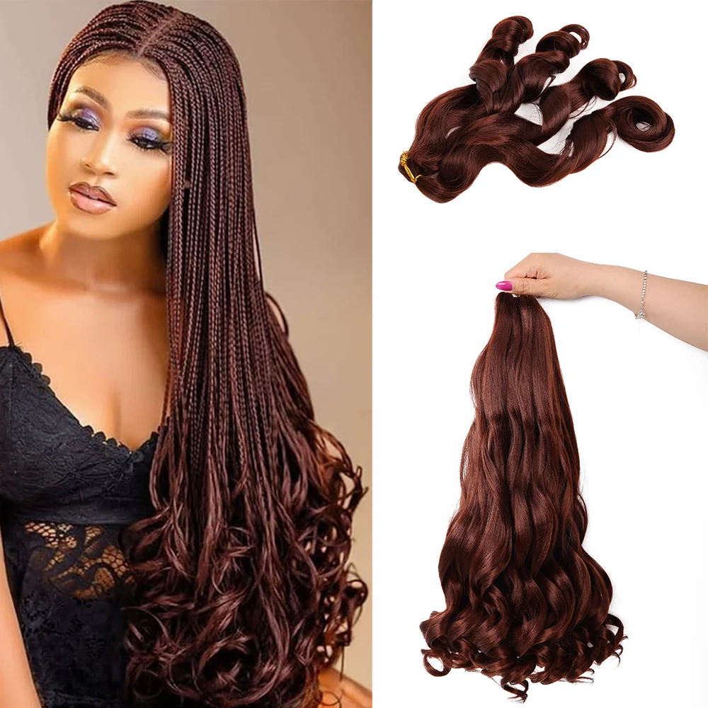 Synthetic Bouncy Braiding Hair Pre Stretched, Easy Braid French Curl Braids, Lightweight Wavy Hair Extensions for Braids