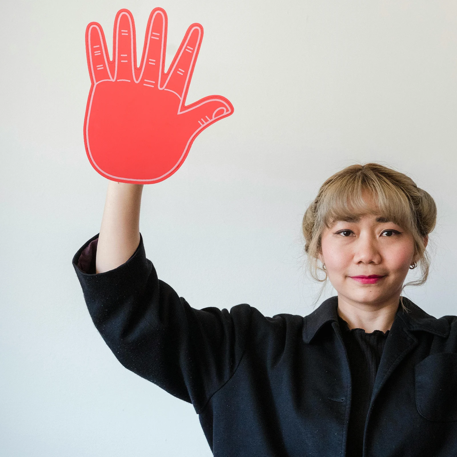 مروحة تشجيع يدوية حمراء عملاقة بخمسة أصابع للمناسبات الرياضية وألعاب الاحتفال بالمدرسة ودعائم التشجيع #5