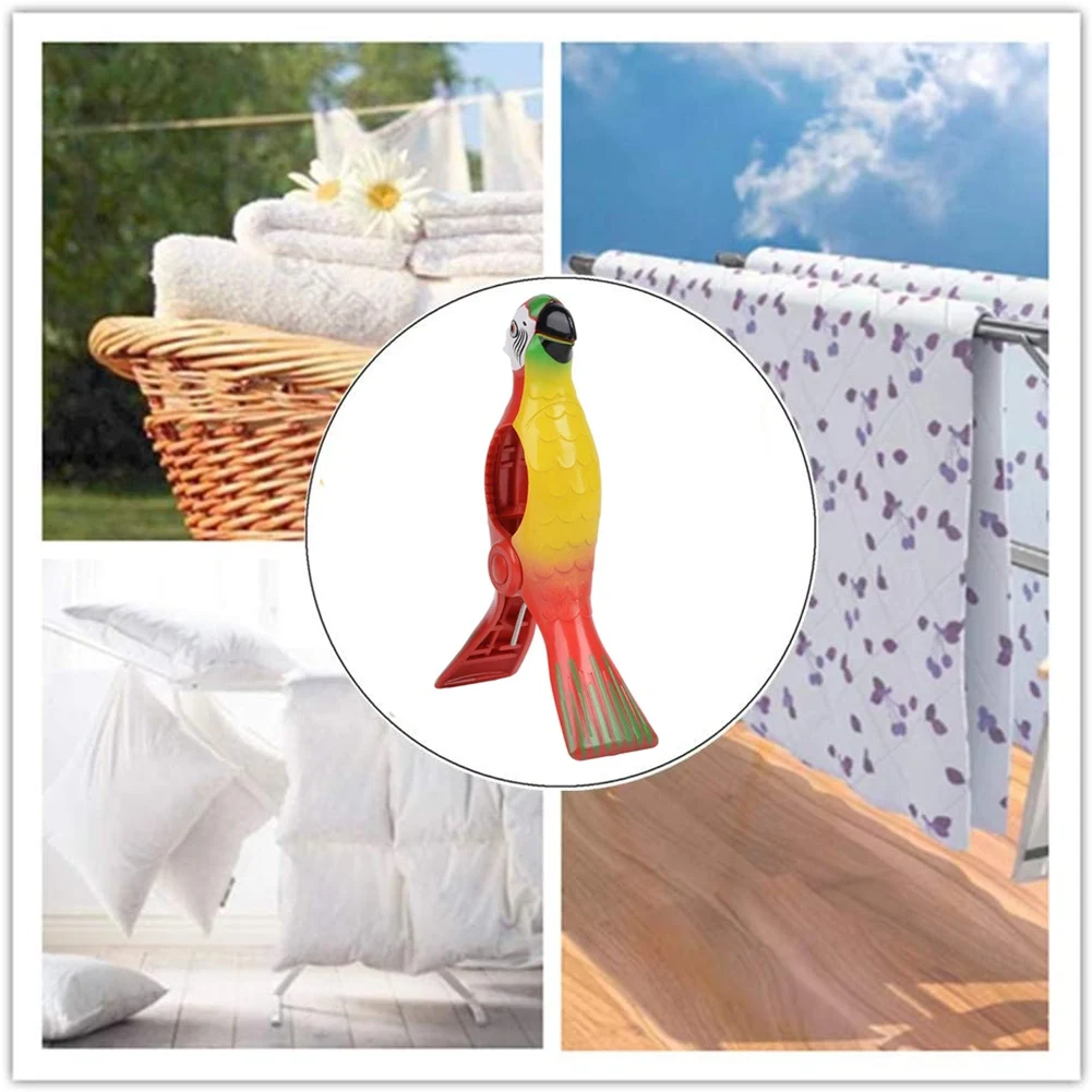 BHBD-8Pcs Beach Towel Clips For Sun Loungers, Parrot Bird Towel Clips Large Windproof Clothes Hanging Peg Quilt Clamp Holder