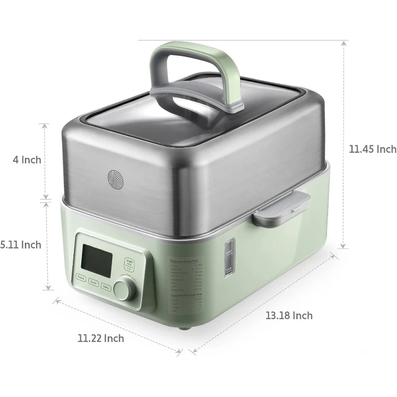 G563 5-Quart Electric Food Steamer for Cooking, One Touch Vegetable Steamer, Digital Multifunctional Steamer, Quick Steam in 60s