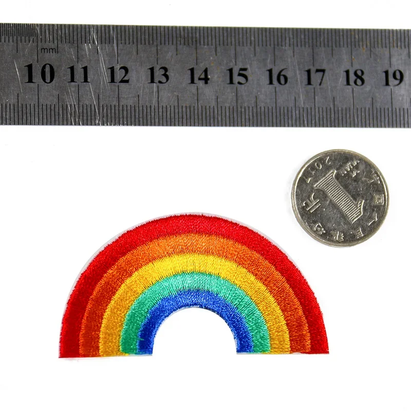 2PCS Rainbow Patch Stripes Badge Embroidery Applique Iron on Patches for Clothes Stickers Handmade DIY Apparel Sewing Supplies