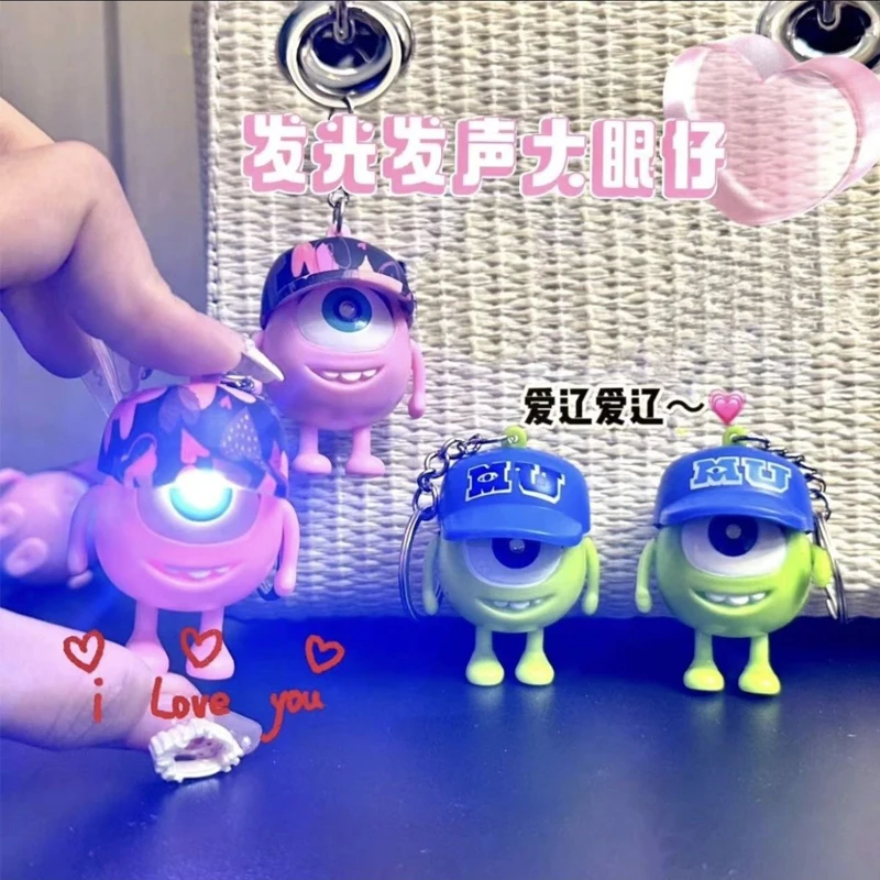 Disney Monsters University Mike llavero luz LED sonido Anime Wazowski Mr.Q figuras de acción colgante juguete para regalo