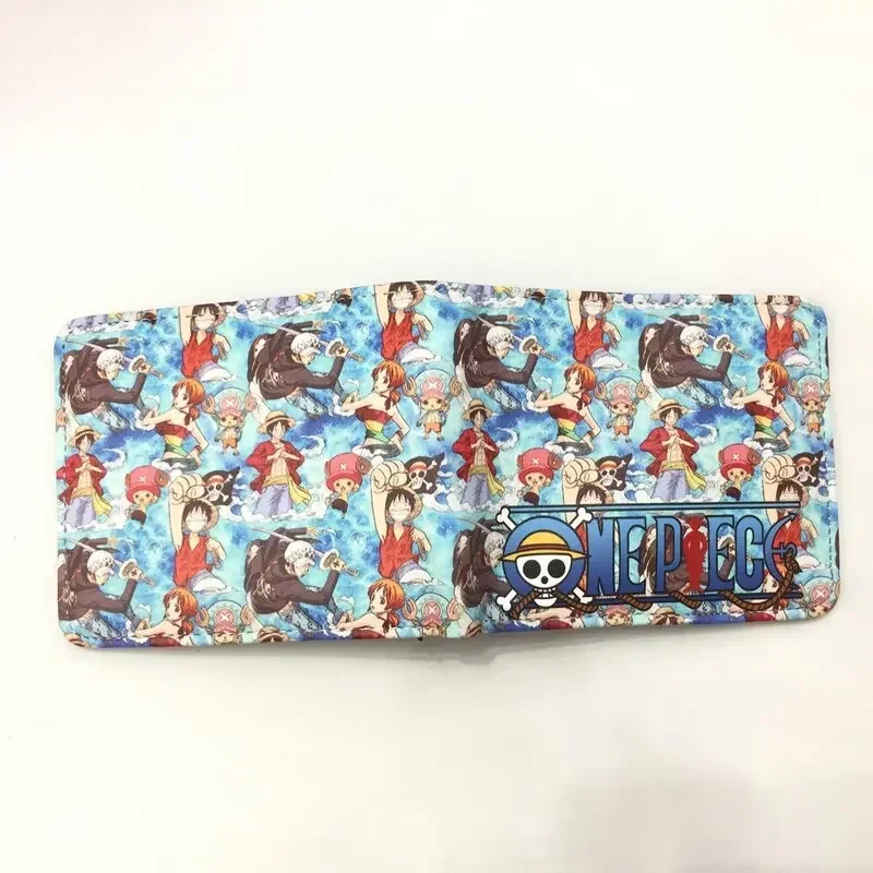 New One Piece Anime Figures Luffy Straw Hat Coin Purse Card Bag Middle School Student PU Short Change Wallet Money Clip Card Bag view 3