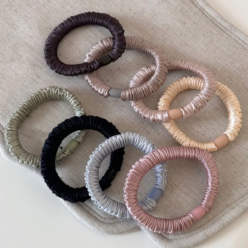 

6cm Small Luxury Satin Hair Scrunchies Elastic Hair Bands Ponytail Holder Rope Hair Tie for Women Girls