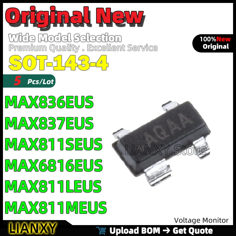 5pcs SOT-143-4 MAX836EUS MAX837EUS MAX811SEUS MAX6816EUS MAX811LEUS MAX811MEUS Voltage Monitor New Original