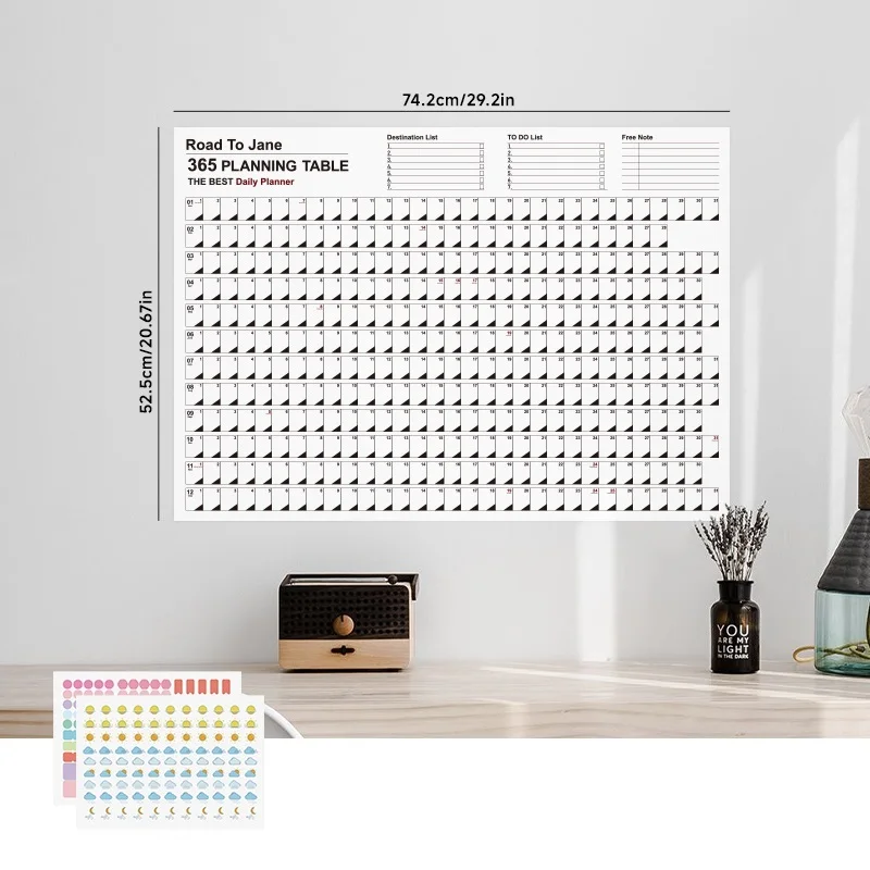 365 Planning Table 2025 Daily Planner with Color Dots Stickers Wall Calendar Schedule To Do List Check Memo Office School A7764