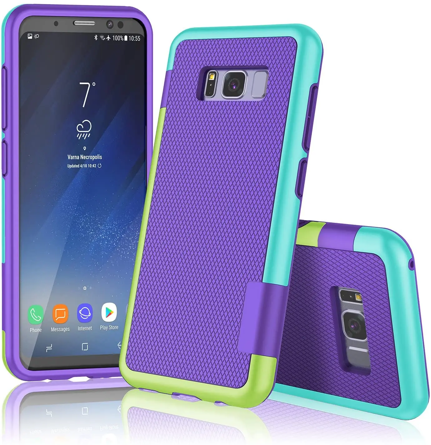 Galaxy S8 Case,Ultra Slim 3 Color Hybrid Shockproof Soft TPU Hard PC Bumper Case Cover for Samsung Galaxy S8 S9 S10 Plus