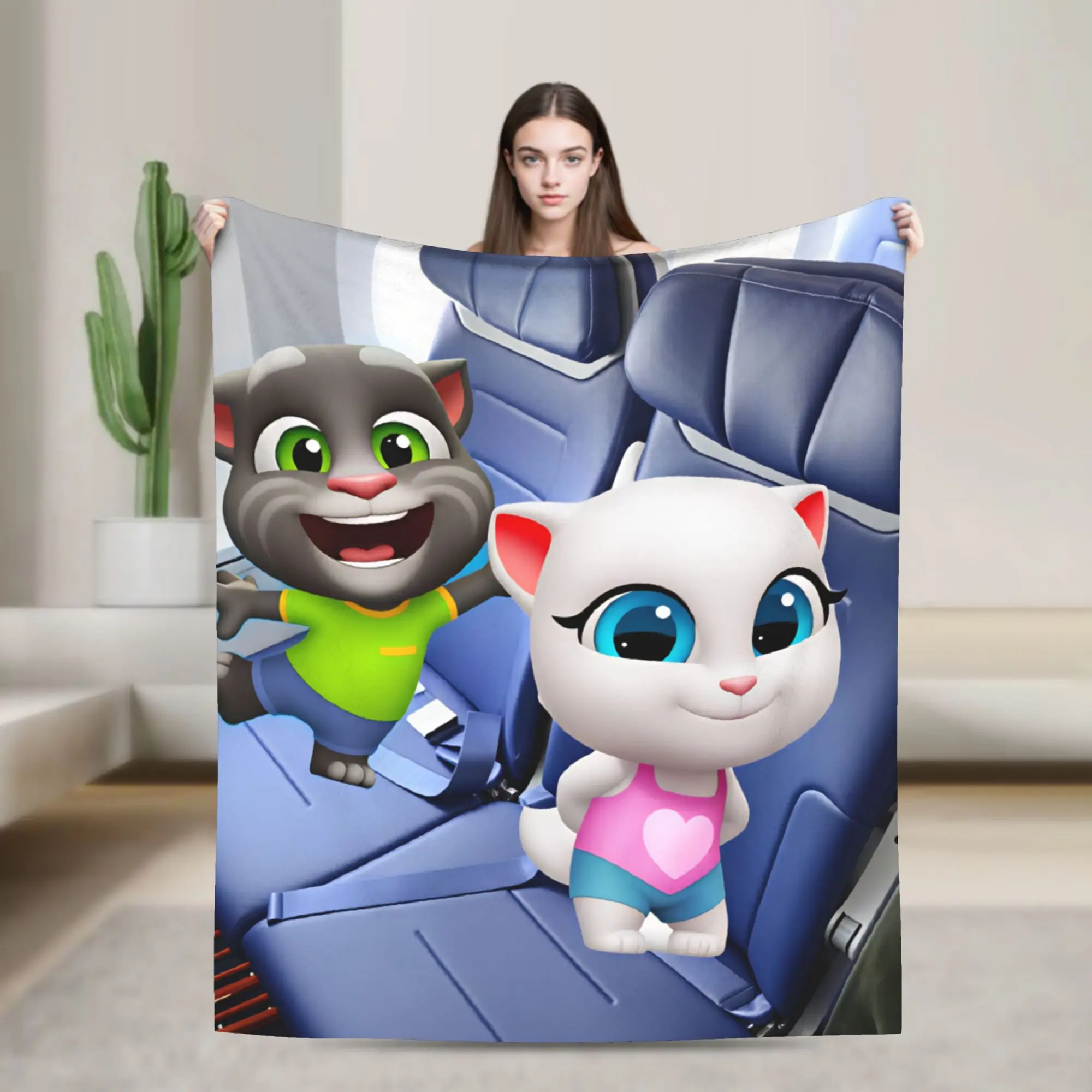 T-Talking T-Tom And F-Friends   Warm Blanket  Girls Boys Plush Throw Blanket Novelty Bedroom Flannel Bedspread Sofa Bed Cover