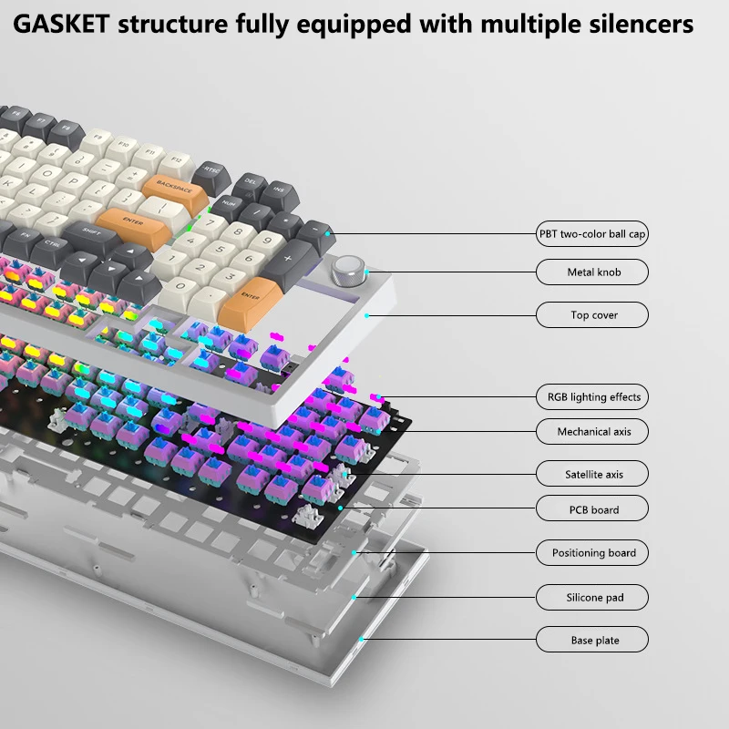 Mechanical Keyboard Blue Axis Red Axis RGB E-sports Game Knob Computer Peripheral Game Office Wired Mechanical Keyboard