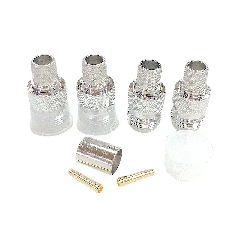 10Pcs/lot L16 N Male&N Female Connector N Type Male Female Crimp for 5D-FB RG5 RG6 LMR300 Cable Brass Nickel Plate