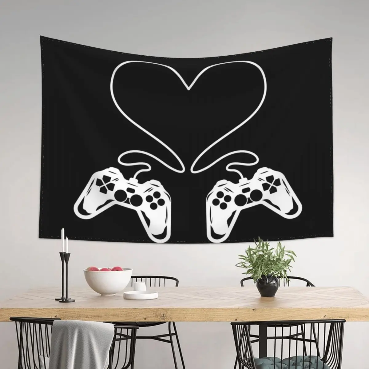 

Video Gamer Valentines Day With Controllers Heart Tapestry Things To The Room Bathroom Decor Wallpaper Bedroom Tapestry
